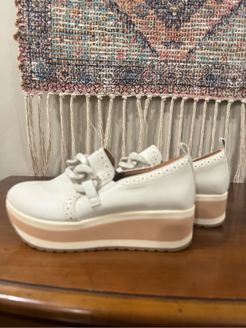Mad Love White Platform Lace-Trim Slip-On Shoes
